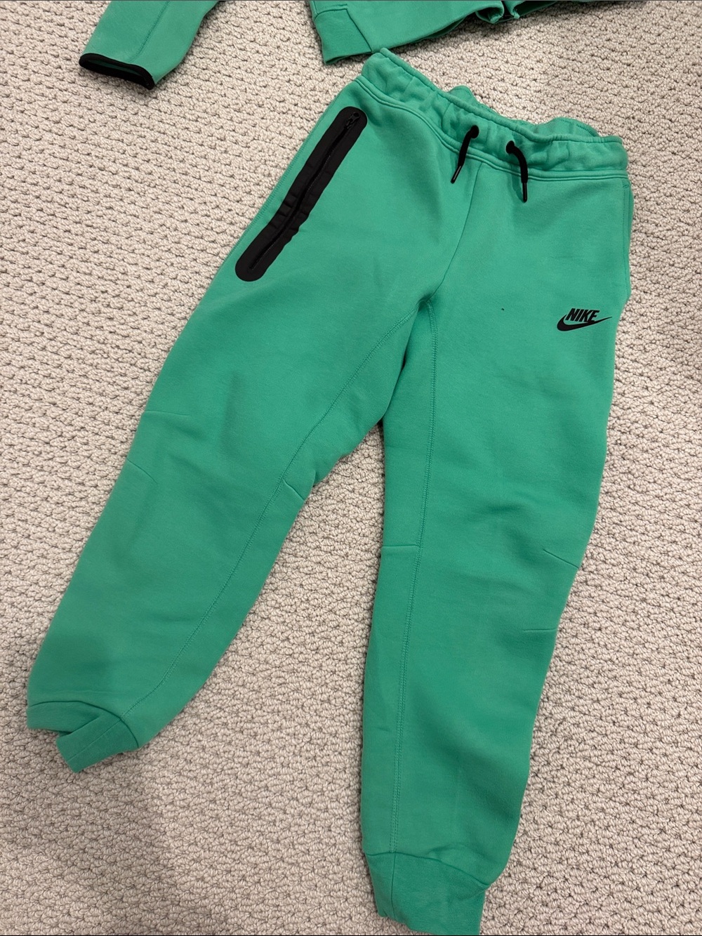 Nike Kids Teal Green Fleece Joggers with Black Accents